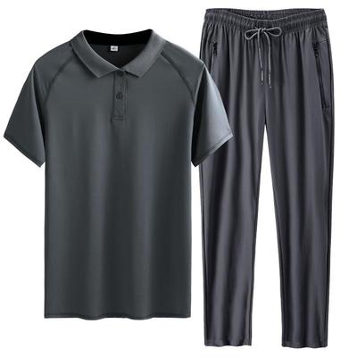 高级感爸爸装冰丝运动套装男夏装