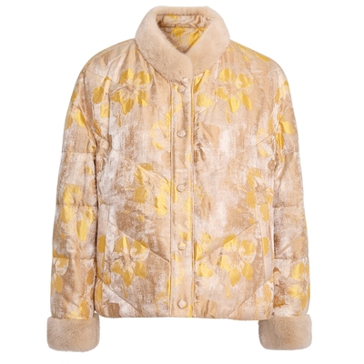 马天奴水貂毛领提花鹅绒羽绒服