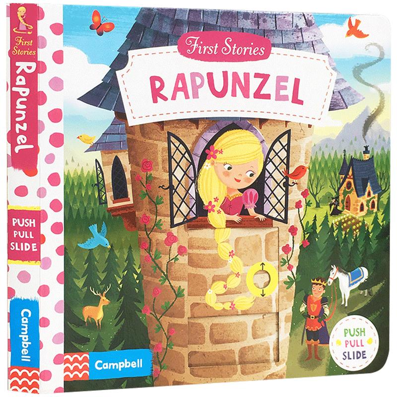 英文原版First Stories: Rapunzel长发公主经典儿童童话故事篇启蒙1-2-3-4-5岁儿童操作活动纸板书读物认知机关游戏书亲子共读