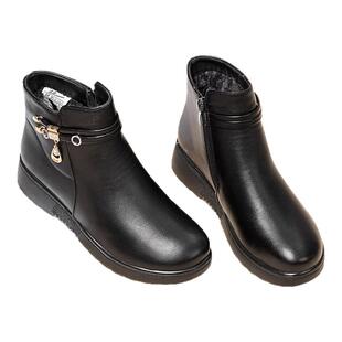 回力皮鞋妈妈鞋秋冬新款加绒加厚靴子短靴女款中老年厚底保暖棉鞋