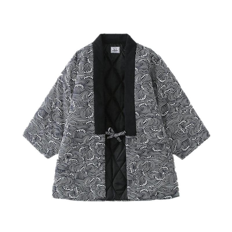 新款秋冬民族风情侣家居服和服棉袄棉服道袍半缠保暖系带棉衣海浪