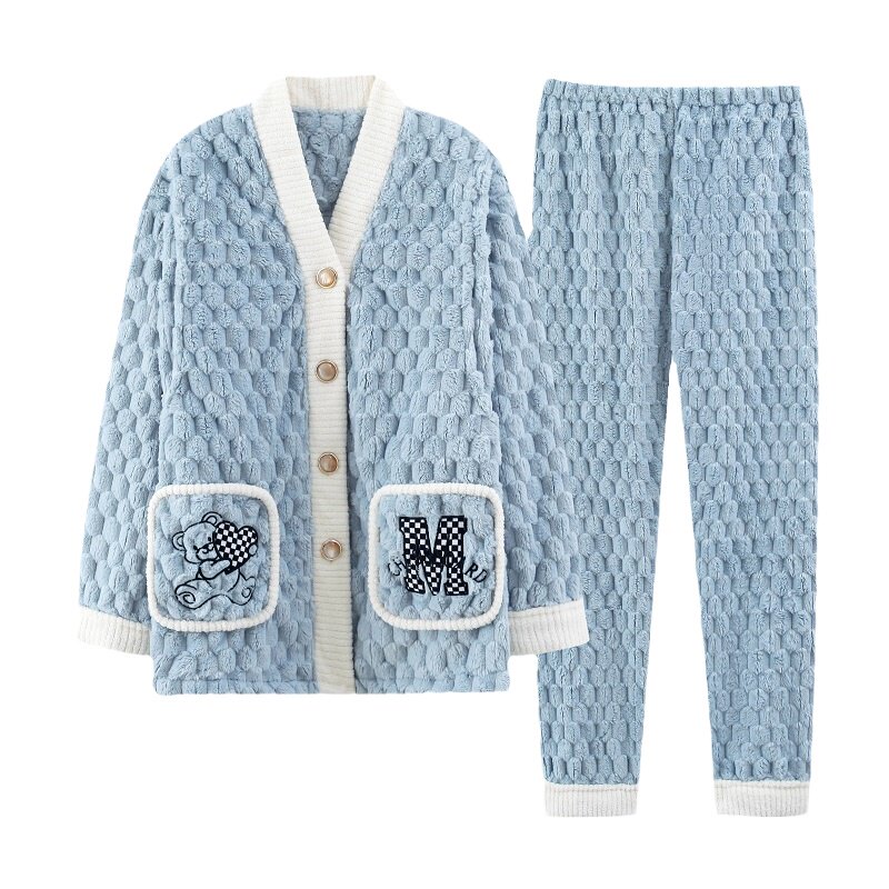 珊瑚绒月子服冬季产后加绒加厚喂奶哺乳孕妇睡衣秋冬款产妇怀孕期