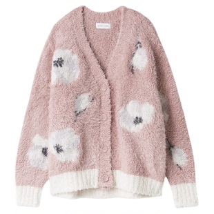 SNIDEL HOME2025秋冬新品舒适V领毛绒居家睡衣针织开衫SHNT255096