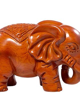 大象摆件客厅黄花梨木雕