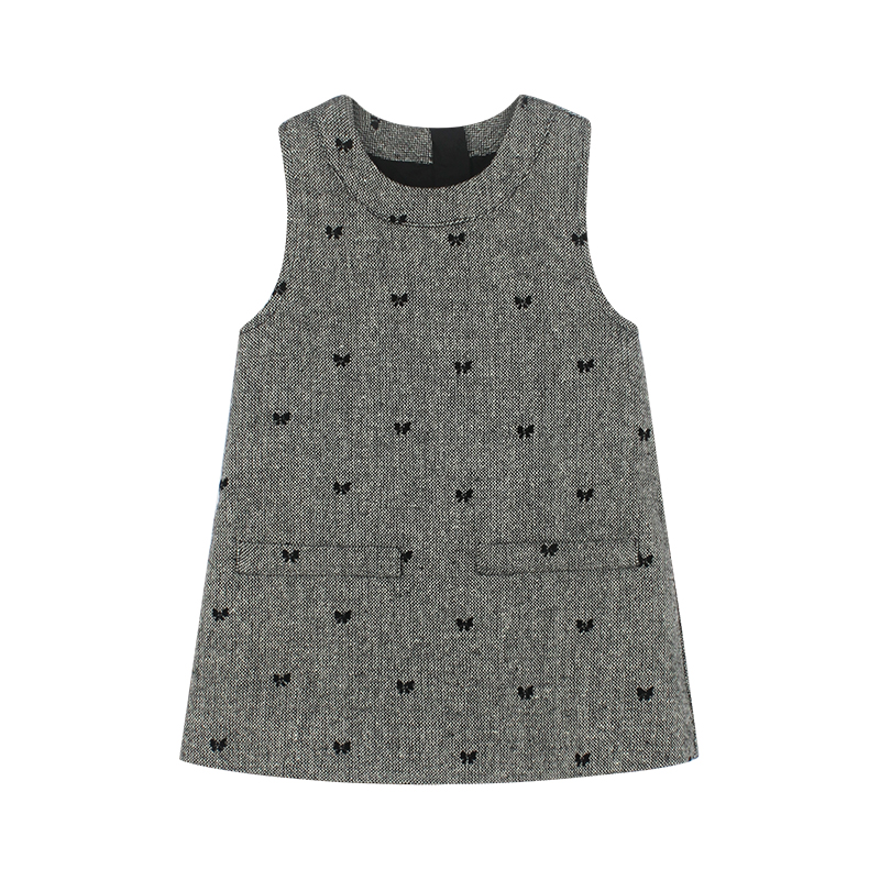 utouto大耳象女童蝴蝶结背心裙2025冬季新款宝儿休闲无袖简约裙子