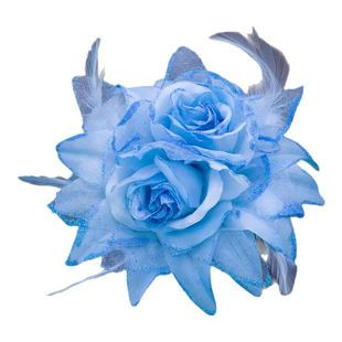 手工玫瑰花朵羽毛胸花头饰舞台演出古典舞蹈头花新娘结婚礼服发饰