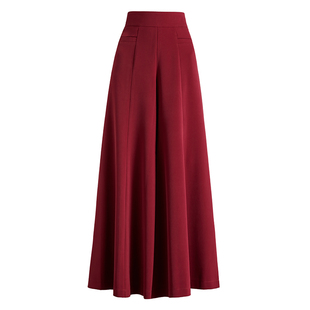 秋冬厚款南韩丝阔腿裤女高腰坠感大脚裤裙显瘦九分宽松裙裤舞蹈裤