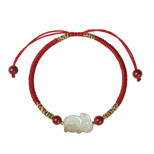龙年本命年红绳手链女款和田玉生肖护身符属兔情侣手串礼物男
