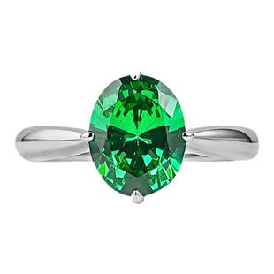 极简轻奢蛋形绿碧玺925银戒指镶嵌气质百搭小众ins风祖母绿色时尚