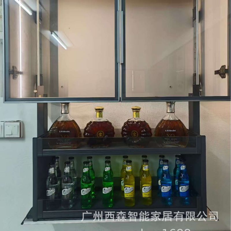 橱柜智能遥控触摸调味篮垂直上下电机厨房吊柜电动升降拉篮下拉式