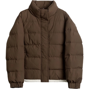 布景羽绒服女短款2025冬季新品简约可收下摆立领白鸭绒外套厚1453