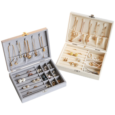 首饰收纳盒高档绒布戒指耳环饰品