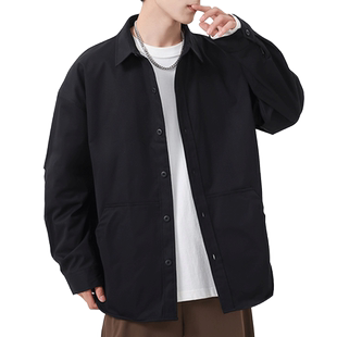 JEEP SPIRIT男士衬衫外套春装男痞帅高级感美式翻领长袖衬衣男款