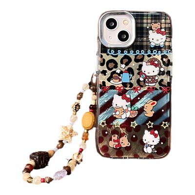 拼接豹纹格纹波点kitty手机壳