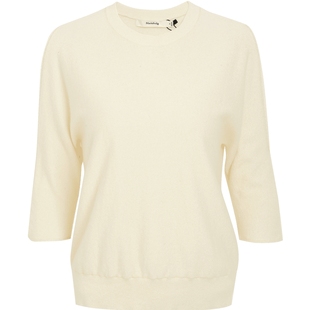 【商场同款】玛丝菲尔春季新款米黄色圆领山羊绒打底针织衫