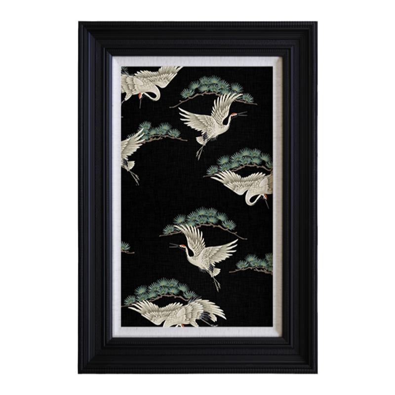 加安加丽客厅中古风仙鹤装饰画