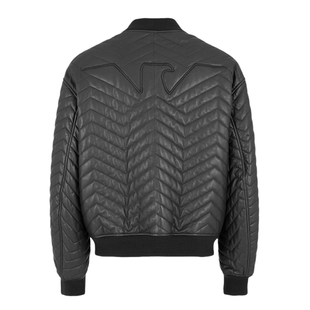 Armani/阿玛尼EA 男士鹰标真皮夹克外套皮衣 EM000116 AF10446