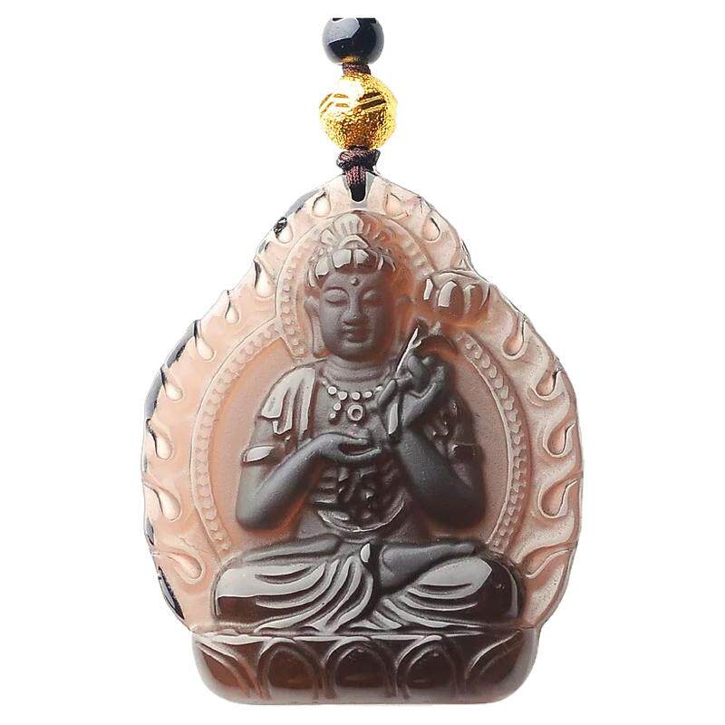 真正品天然冰种黑曜石项链十二生肖吊坠本命佛八大守护神本命年马