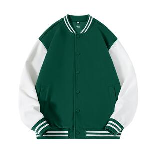班尼路S&K系列棒球服男款春秋季墨绿撞色拼接外套学院风休闲夹克A