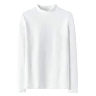 品牌打底衫女正品高级感内搭白色加厚中半高领近纯棉长袖t恤上衣