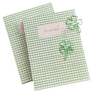 四叶草物语手帐本A6简约古早风加厚空白笔记本少女心学生日记事本韩系高颜值手账本子日程记事复古格子空白本