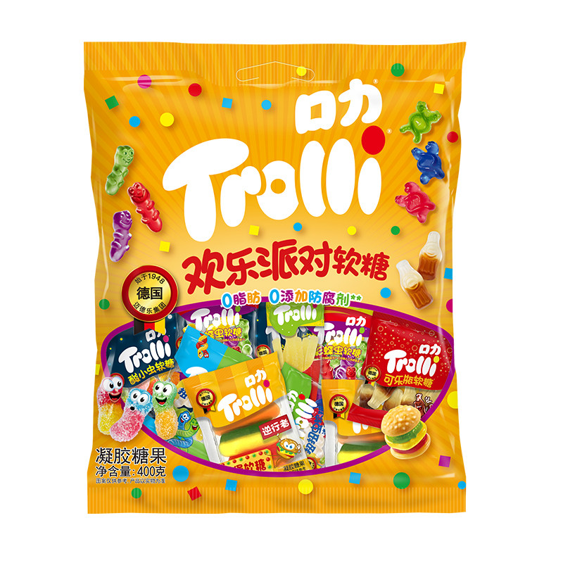 德国Trolli口力欢乐派对儿童糖果软糖礼盒Q弹水果果汁软糖汉堡糖