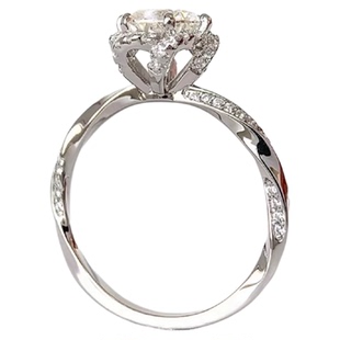 虞美人花苞钻戒女闭口S925银小众设计时尚个性结婚求婚送女友