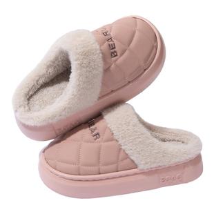 防水棉拖鞋女士冬季2025新款室内家居厚底防滑毛绒保暖拖鞋男外穿