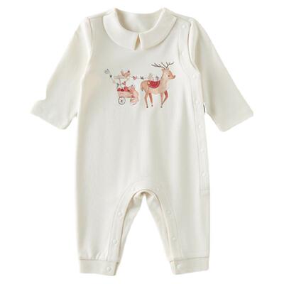 Oak Family春秋婴儿连体衣纯棉新生男女宝宝和尚服长袖爬服0-2岁