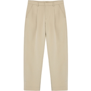 JDV男装春秋季新款米黄色百搭时尚通勤休闲阔腿裤西装裤长裤子西