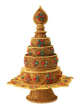 尼泊尔纯手工红铜掐丝曼扎盘