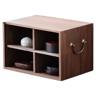 问心堂胡桃木砚台箱实木进口胡桃木砚台收纳箱毛笔印泥印章盒子