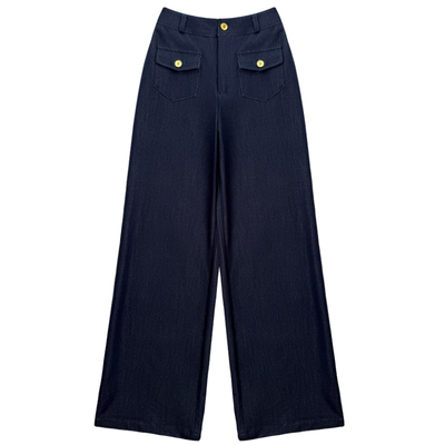 寻笙记垂感老钱风牛仔阔腿裤子女