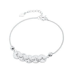 顺庆银楼S9999纯银如意五帝钱手链足银手饰新中式国潮民族风送礼