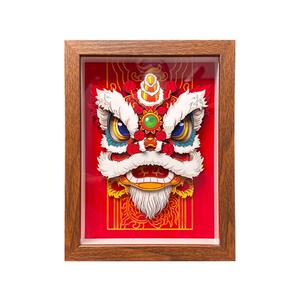 醒狮非遗剪纸雕桌摆装饰画伴手礼品企业礼物开业乔迁桌摆定制LOGO