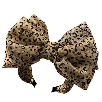 韩国发饰豹纹蝴蝶结发箍女高级感洋气时尚显脸小增高颅顶头箍发捆