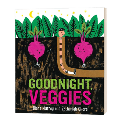 英文原版绘本 Goodnight Veggies 晚安蔬菜 纸板书 引导宝宝多吃蔬菜 纽约时报畅销艺术家 英文版 进口英语原版书籍儿童外文书
