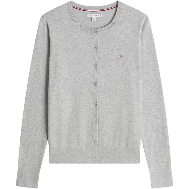 Tommy女装轻薄纯色圆领针织开衫