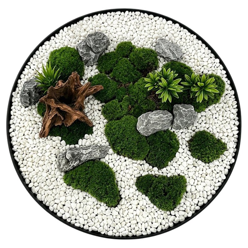 手工永生苔藓微缩景观餐桌花艺绿植盆栽枯山水酒店圆桌装饰摆件