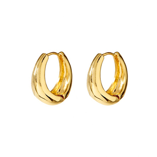 法国潮牌 chunky earring欧美极简光面黄铜镀18K金色水滴耳环耳扣