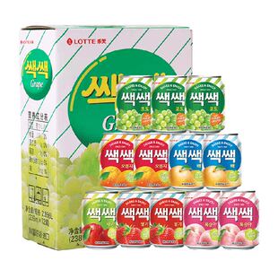 韩国进口乐天葡萄汁饮料网红果汁芒果汁罐装易拉罐整箱低脂