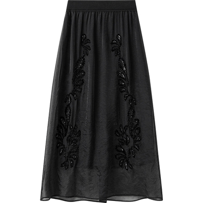 播商场同款法式优雅小黑裙女春秋新品亮片显瘦半身裙BDS1BD1110