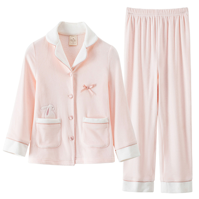 女童秋冬季加绒保暖银狐绒家居服