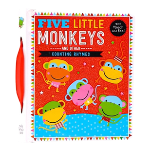 五只小猴子和其他韵文计数童谣触摸纸板书 英文原版绘本 Five Little Monkeys 宝宝触摸玩具书0-1-2-3岁数学启蒙认知撕不烂纸板书