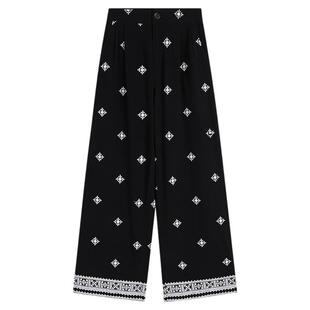 弥古民族风直筒阔腿裤女夏季度假波西米亚裤子高级感刺绣纯棉长裤