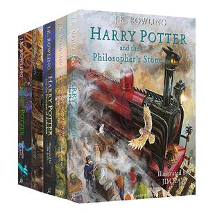 英文原版  harry potter 哈利波特 12345册 精装彩绘插画版 艺术画册 哈利波特与魔法石 哈利波特与密室等 蓝思指数880-940L