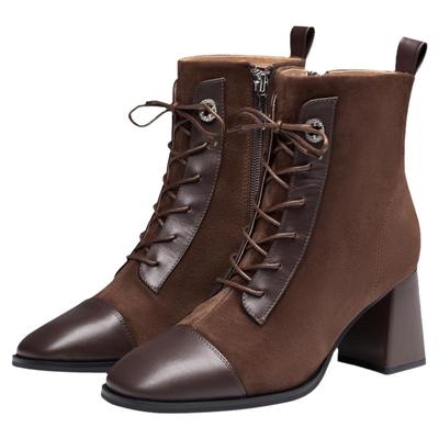 接吻猫时装靴粗跟系带