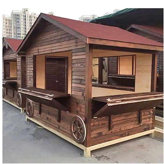防腐木售货车景区商业街移动售货亭游乐场彩色卡通木屋售货亭木房