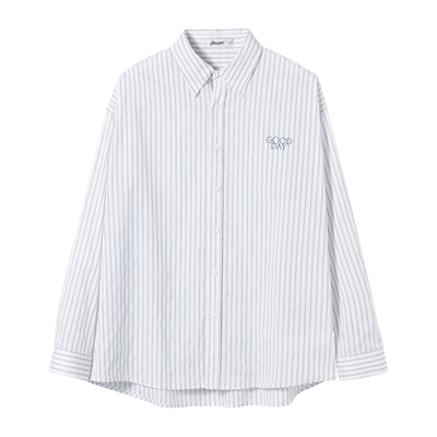 BEASTER柔软刺绣条纹长袖衬衫