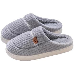 洁丽雅男款棉拖鞋2025新款冬季防滑加厚室内家居卡通暖绒拖鞋男士